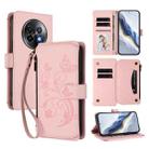For Realme 13+ 5G Global Butterfly Love Flower Multi-card Zipper Wallet Leather Phone Case(Pink) - 1