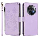 For Realme 13+ 5G Global Butterfly Love Flower Multi-card Zipper Wallet Leather Phone Case(Light Purple) - 2