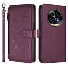 For Realme 13 Pro / 13 Pro+ 5G Global Butterfly Love Flower Multi-card Zipper Wallet Leather Phone Case(Dark Purple) - 2
