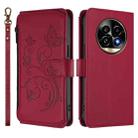 For Realme 13 Pro / 13 Pro+ 5G Global Butterfly Love Flower Multi-card Zipper Wallet Leather Phone Case(Wine Red) - 2