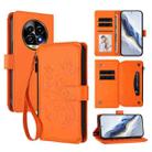 For Realme 13 Pro / 13 Pro+ 5G Global Butterfly Love Flower Multi-card Zipper Wallet Leather Phone Case(Orange) - 1