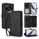 For Realme 13 Pro / 13 Pro+ 5G Global Butterfly Love Flower Multi-card Zipper Wallet Leather Phone Case(Black) - 1