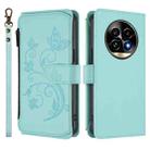 For Realme 13 Pro / 13 Pro+ 5G Global Butterfly Love Flower Multi-card Zipper Wallet Leather Phone Case(Mint Green) - 2