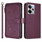 For Realme 14 / P3 / 14T 5G Global Butterfly Love Flower Multi-card Zipper Wallet Leather Phone Case(Dark Purple) - 2