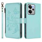 For Realme 14 / P3 / 14T 5G Global Butterfly Love Flower Multi-card Zipper Wallet Leather Phone Case(Mint Green) - 2