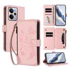 For Realme 14 / P3 / 14T 5G Global Butterfly Love Flower Multi-card Zipper Wallet Leather Phone Case(Pink) - 1