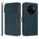 For Realme 14 Pro+ 5G Global Butterfly Love Flower Multi-card Zipper Wallet Leather Phone Case(Dark Green) - 2