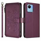 For Realme C30 4G / C30s / Narzo 50i Butterfly Love Flower Multi-card Zipper Wallet Leather Phone Case(Dark Purple) - 2