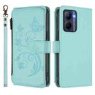 For Realme C33 2023 / 2022 Butterfly Love Flower Multi-card Zipper Wallet Leather Phone Case(Mint Green) - 2