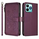 For Realme C53 / C51 4G Global Butterfly Love Flower Multi-card Zipper Wallet Leather Phone Case(Dark Purple) - 2