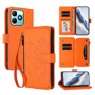 For Realme C53 / C51 4G Global Butterfly Love Flower Multi-card Zipper Wallet Leather Phone Case(Orange) - 1