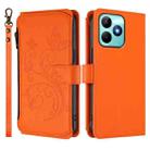 For Realme C53 / C51 4G Global Butterfly Love Flower Multi-card Zipper Wallet Leather Phone Case(Orange) - 2