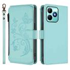 For Realme C53 / C51 4G Global Butterfly Love Flower Multi-card Zipper Wallet Leather Phone Case(Mint Green) - 2