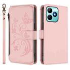 For Realme C53 / C51 4G Global Butterfly Love Flower Multi-card Zipper Wallet Leather Phone Case(Pink) - 2
