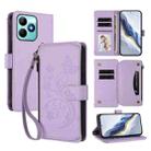 For Realme C53 / C51 4G Global Butterfly Love Flower Multi-card Zipper Wallet Leather Phone Case(Light Purple) - 1