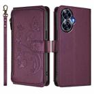For Realme C55 4G Global / Narzo N55 Butterfly Love Flower Multi-card Zipper Wallet Leather Phone Case(Dark Purple) - 2