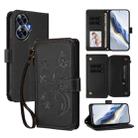 For Realme C55 4G Global / Narzo N55 Butterfly Love Flower Multi-card Zipper Wallet Leather Phone Case(Black) - 1