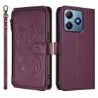 For Realme C63 / C61 / Note 60 4G Global Butterfly Love Flower Multi-card Zipper Wallet Leather Phone Case(Dark Purple) - 2