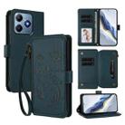 For Realme C63 / C61 / Note 60 4G Global Butterfly Love Flower Multi-card Zipper Wallet Leather Phone Case(Dark Green) - 1
