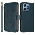 For Realme C63 / C61 / Note 60 4G Global Butterfly Love Flower Multi-card Zipper Wallet Leather Phone Case(Dark Green) - 2