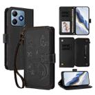 For Realme C63 / C61 / Note 60 4G Global Butterfly Love Flower Multi-card Zipper Wallet Leather Phone Case(Black) - 1