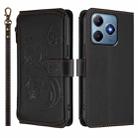 For Realme C63 / C61 / Note 60 4G Global Butterfly Love Flower Multi-card Zipper Wallet Leather Phone Case(Black) - 2