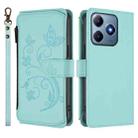For Realme C63 / C61 / Note 60 4G Global Butterfly Love Flower Multi-card Zipper Wallet Leather Phone Case(Mint Green) - 2