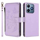 For Realme C63 / C61 / Note 60 4G Global Butterfly Love Flower Multi-card Zipper Wallet Leather Phone Case(Light Purple) - 2