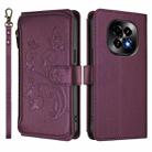 For Realme C63 5G Global Butterfly Love Flower Multi-card Zipper Wallet Leather Phone Case(Dark Purple) - 2
