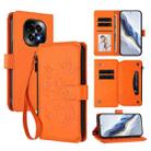 For Realme C63 5G Global Butterfly Love Flower Multi-card Zipper Wallet Leather Phone Case(Orange) - 1