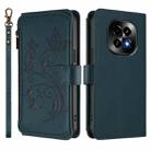 For Realme C63 5G Global Butterfly Love Flower Multi-card Zipper Wallet Leather Phone Case(Dark Green) - 2
