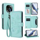 For Realme C63 5G Global Butterfly Love Flower Multi-card Zipper Wallet Leather Phone Case(Mint Green) - 1