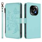 For Realme C63 5G Global Butterfly Love Flower Multi-card Zipper Wallet Leather Phone Case(Mint Green) - 2