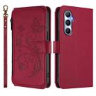 For Realme C65 4G Global Butterfly Love Flower Multi-card Zipper Wallet Leather Phone Case(Wine Red) - 2