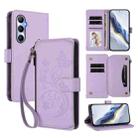 For Realme C65 4G Global Butterfly Love Flower Multi-card Zipper Wallet Leather Phone Case(Light Purple) - 1