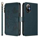 For Realme C67 4G / 12 Lite 4G Global Butterfly Love Flower Multi-card Zipper Wallet Leather Phone Case(Dark Green) - 2