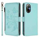 For Realme C67 4G / 12 Lite 4G Global Butterfly Love Flower Multi-card Zipper Wallet Leather Phone Case(Mint Green) - 2