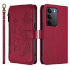 For Realme C75 4G Global / 14x 5G India Butterfly Love Flower Multi-card Zipper Wallet Leather Phone Case(Wine Red) - 2