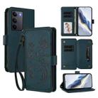 For Realme C75 4G Global / 14x 5G India Butterfly Love Flower Multi-card Zipper Wallet Leather Phone Case(Dark Green) - 1
