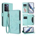 For Realme C75 4G Global / 14x 5G India Butterfly Love Flower Multi-card Zipper Wallet Leather Phone Case(Mint Green) - 1