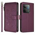 For Realme GT 6 5G / GT 6T 5G Global Butterfly Love Flower Multi-card Zipper Wallet Leather Phone Case(Dark Purple) - 2
