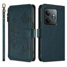 For Realme GT 6 5G / GT 6T 5G Global Butterfly Love Flower Multi-card Zipper Wallet Leather Phone Case(Dark Green) - 2