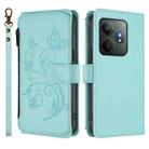 For Realme GT 6 5G / GT 6T 5G Global Butterfly Love Flower Multi-card Zipper Wallet Leather Phone Case(Mint Green) - 2