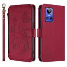 For Realme GT Neo 3 Butterfly Love Flower Multi-card Zipper Wallet Leather Phone Case(Wine Red) - 2