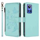 For Realme GT Neo 3 Butterfly Love Flower Multi-card Zipper Wallet Leather Phone Case(Mint Green) - 2