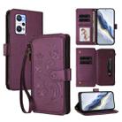 For Realme GT Neo 3T Butterfly Love Flower Multi-card Zipper Wallet Leather Phone Case(Dark Purple) - 1