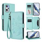 For Realme GT Neo 3T Butterfly Love Flower Multi-card Zipper Wallet Leather Phone Case(Mint Green) - 1