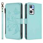 For Realme GT Neo 3T Butterfly Love Flower Multi-card Zipper Wallet Leather Phone Case(Mint Green) - 2