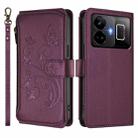 For Realme GT3 5G /  GT Neo 5 240W Butterfly Love Flower Multi-card Zipper Wallet Leather Phone Case(Dark Purple) - 2