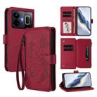 For Realme GT3 5G /  GT Neo 5 240W Butterfly Love Flower Multi-card Zipper Wallet Leather Phone Case(Wine Red) - 1